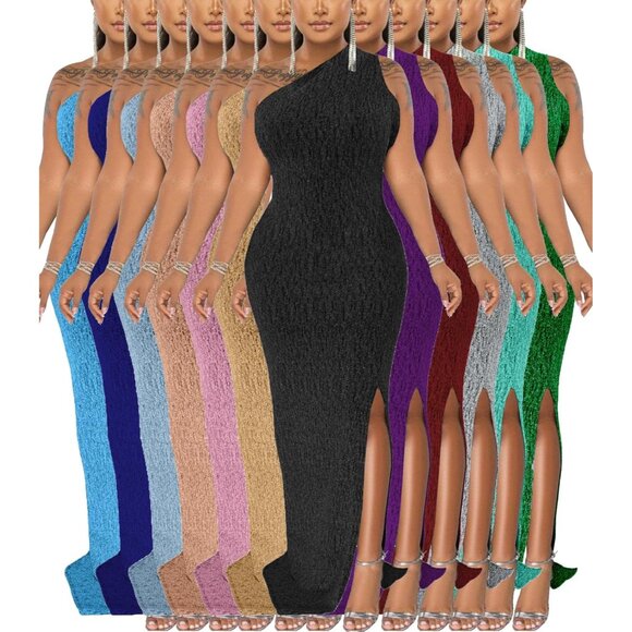 Plus Size Sleeveless Sparkly Evening Gown Formal Party Dress Elegant - Picture 7 of 7